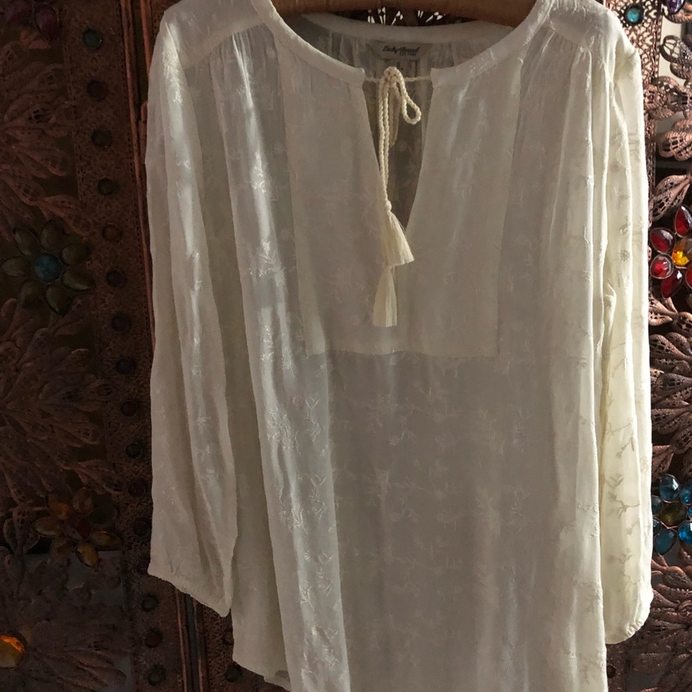 Lucky Brand Cream Chiffon Fall Top